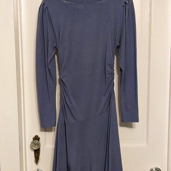 Anthropologie Daily Practice Ruched Dress Blue Long SleeveDress - Picture 3 of 3